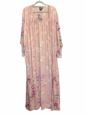 Angie Pink Floral Maxi Kimono Duster Robe - NWT Small